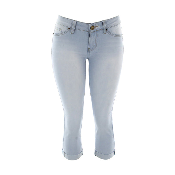 Ymi - Women's Basic Crop Capri - Bleach/Blue - V.I.M. - 1