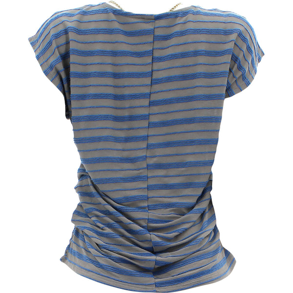 Paper Moon - Women's Striped With Diamond Chain Shirts - Blue - V.I.M. - 1