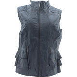 Yoki - Women's Pu Zip Up Front Vest - Black - V.I.M. - 1