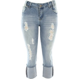 Highway pants - Women's 22 Inch Rips Cuff Denim Capri - Light Blue - V.I.M. - 1