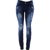 Bamboo - Women's All Over Rips Plaid Front Pocket Jeans - Dark Blue - V.I.M. - 1