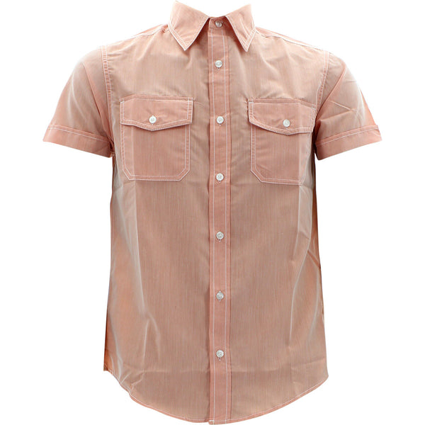 Imperious - Men's Chambray Short Sleeve Woven Shirts - Coral - V.I.M. - 1