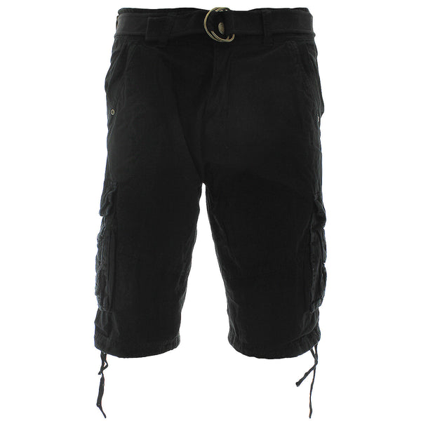 Denim Culture - Men's Jetlag Will Belted Garment Dye Shorts - Black - V.I.M. - 1