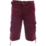 Denim Culture - Men's Garment Dye Cargo Belted Shorts - Burgundy - V.I.M. - 1