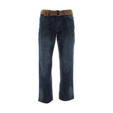 Fusai - Men's Emboridery Pocket Belted Jeans - Blue - V.I.M. - 1
