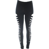 Many Many - Women's Side Slits Leggings - Black  - V.I.M. - 1