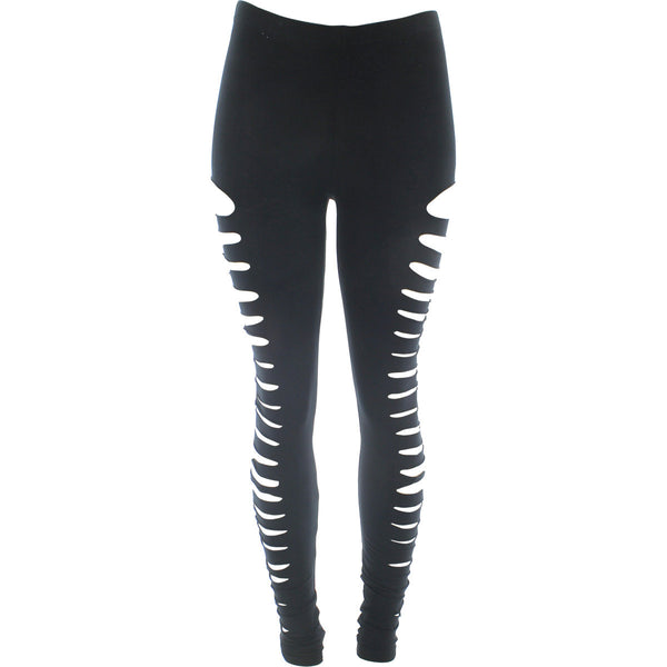 Many Many - Women's Side Slits Leggings - Black  - V.I.M. - 1