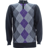 Sahara - Men's Argyle 1/4 Zip Sweatshirts - Purple - V.I.M. - 1