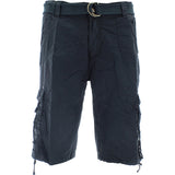 Denim Culture - Men's Garment Dye Cargo Belted Shorts - Charcoal - V.I.M. - 1