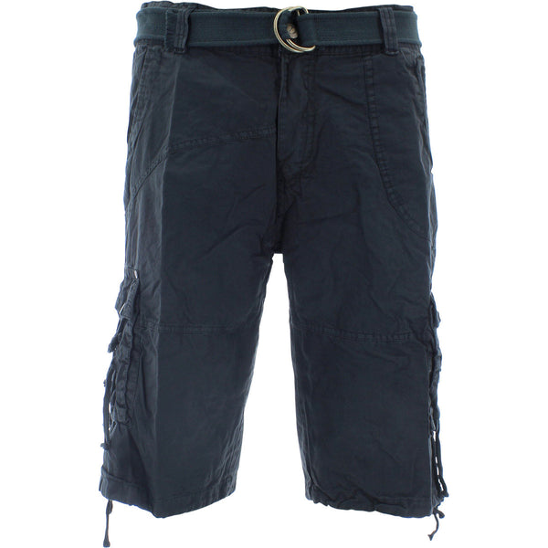 Denim Culture - Men's Garment Dye Cargo Belted Shorts - Charcoal - V.I.M. - 1