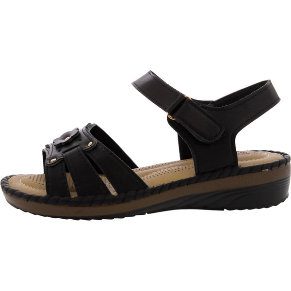 Golden Road - Women's Flower Comfort Sandals - Black - V.I.M. - 1