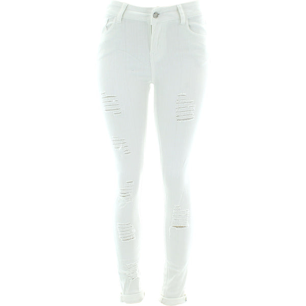 Bamboo - Women's Highwaist Rips All Over Jeans - White - V.I.M. - 1