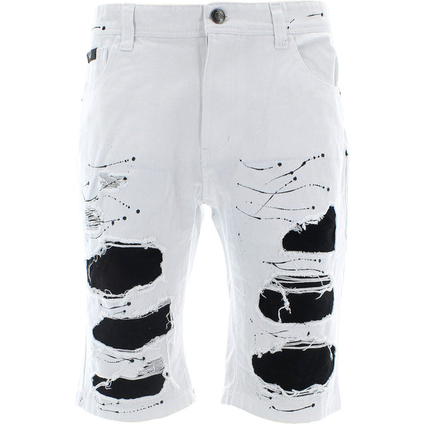 Switch - Men's  Distres Contrast Paint Twill Shorts - White - V.I.M. - 1