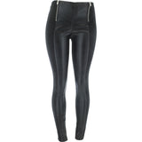 New Look - Women's Pu Front Zips Suede Leggings - Black - V.I.M. - 1