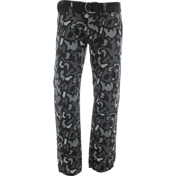 Jordan Craig - Men's Camouflage Belted Slim Straight Pants - Chocolate/Black - V.I.M. - 1