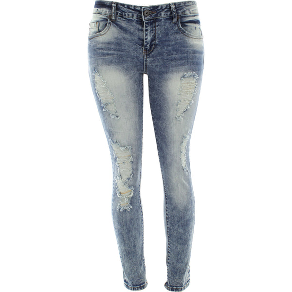 Highway - Women's Super Stretch Rips Cuff Bottom pants - Dark Blue - V.I.M. - 1