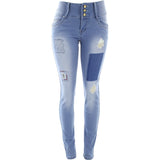 Vinizbena - Women's Rips & Patches Push Up pants - Blue - V.I.M. - 1
