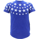 Focus - Men's Star Print Side Zip Scallop T-Shirts - Royal/White - V.I.M. - 1