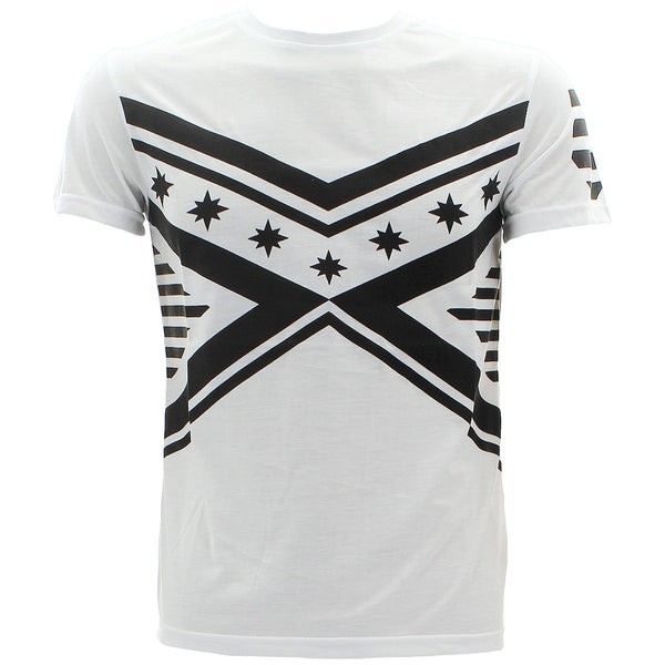 Focus - Men's Star X Print T-Shirts - White/Black - V.I.M.