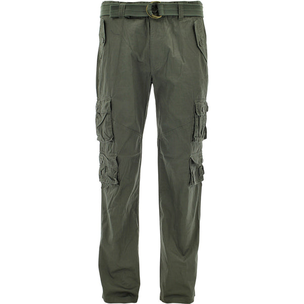 Haselson International - Men's Belted Light Weight Cargo Pants - Olive - V.I.M. - 1