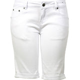 Azazel - Women's  Cuff Twill Bermuda Shorts - White - V.I.M. - 1