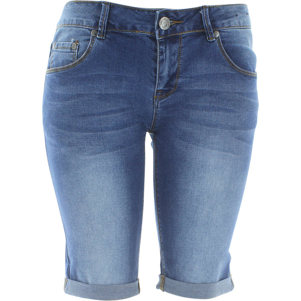 Azazel - Women's Denim Bermuda Shorts - Medium Indigo - V.I.M. - 1