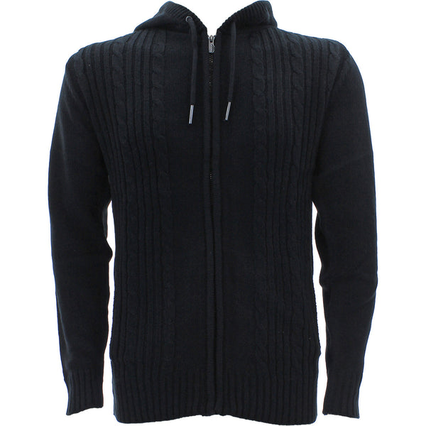Deals Wholesale Corp. - Men's Cablezip Down Sweaters- Black - V.I.M. - 1