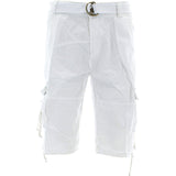 Denim Culture - Men's Garment Dye Cargo Belted Shorts - White - V.I.M. - 1