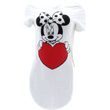 Disney - Women's Minnie Heart Crew Line T-Shirts - Ivory/Red - V.I.M. - 1