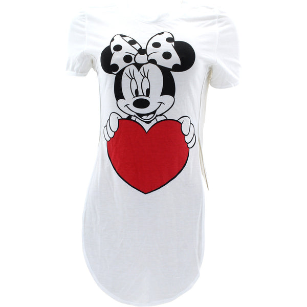 Disney - Women's Minnie Heart Crew Line T-Shirts - Ivory/Red - V.I.M. - 1