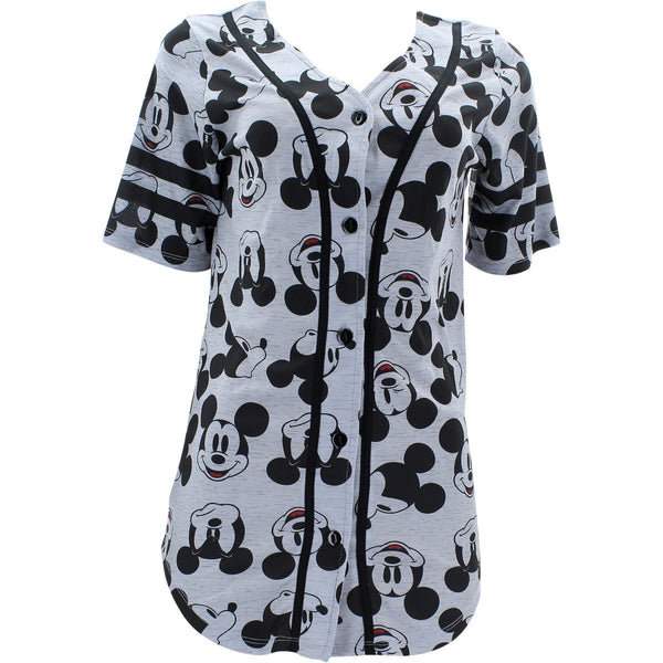 Disney - Women's Mickey Faces Baseball Shirts - Grey/Black - V.I.M. - 1