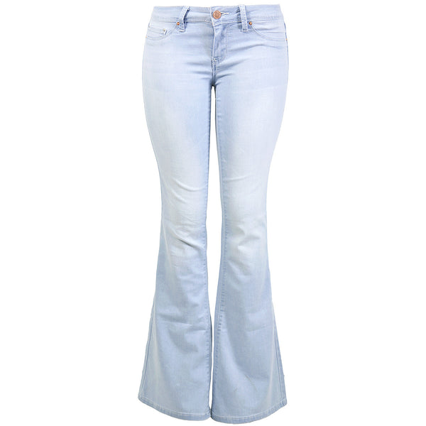 Ymi - Women's Super Soft Bell Bottom Jeans - Light Sand - V.I.M. - 1