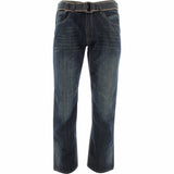 Fusai - Men's Belted Embroidery Pocket Jeans - Blue - V.I.M. - 1