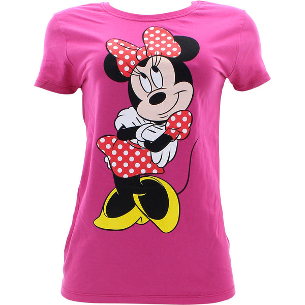 Disney - Women's Minnie Front And Black T-Shirts - Pink - V.I.M. - 1