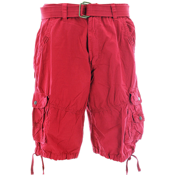 S.A.S.C.O. Trading Inc. - Men's Belted Snap Button Cargo Shorts - Red - V.I.M. - 1