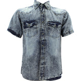Hawk Bay - Men's Denim Short Sleeve Button Up Shirts - Light Blue - V.I.M. - 1