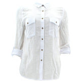 Ambiance Apparel - Women's Think Woven Roll Up Sleeves Shirts - White - V.I.M. - 1