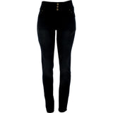 Risque - Women's 3 Button Rhinestone Studs Stripe pants - Dark Blue - V.I.M. - 1