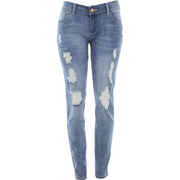 Ankor East - Women's Rips Stretch Denim Jeans - Light Blue - V.I.M. - 1