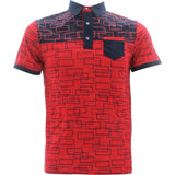 Rivelli - Men's All Over Printed Polo Shirts - Red - V.I.M. - 1