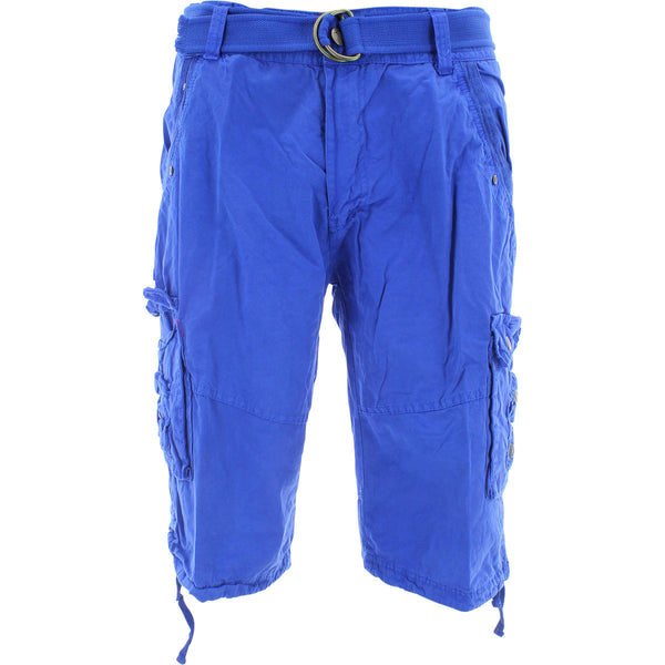 Denim Culture - Men's Garment Dye Cargo Belted Shorts - Royal - V.I.M. - 1