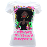 Miss Popular - Women's Twirl On Them Haters Girl T-Shirts - White - V.I.M. - 1