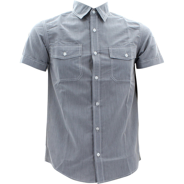 Imperious - Men's Chambray Short Sleeve Woven Shirts - Black - V.I.M. - 1