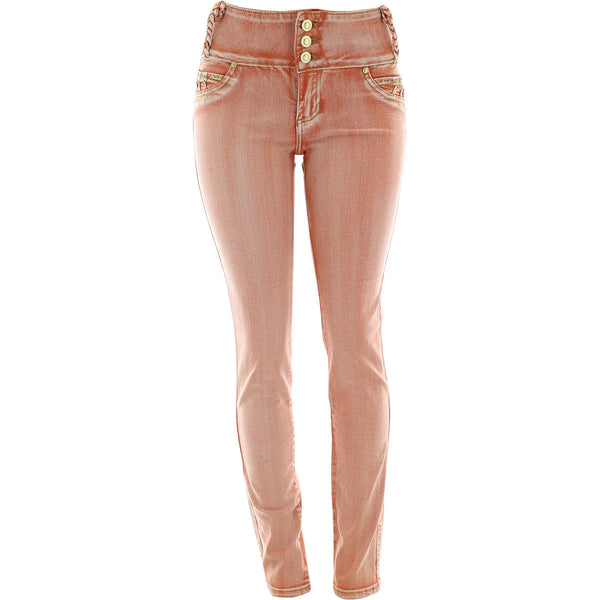 Tush Push - Women's 3 Button Rhinestone Rib pants - Peach - V.I.M. - 1