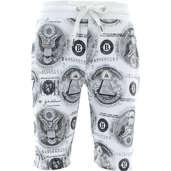 Switch Remarkable - Men's F. Terry Money Print Shorts - White - V.I.M. - 1