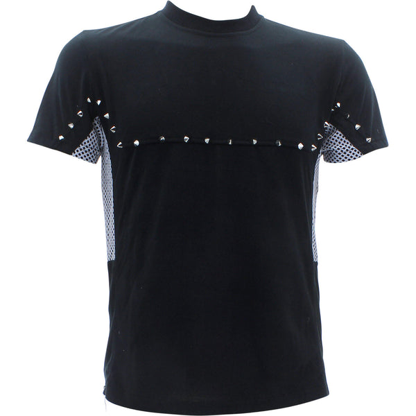 Switch Remarkable - Men's Mesh Paneled With Studs T-Shirts - Black - V.I.M. - 1