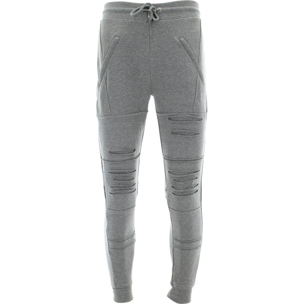 Azazel - Men's Slub Laser Cut With Zippers Joggers - Light Grey - V.I.M. - 1