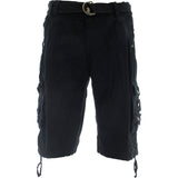 Denim Culture - Men's Garment Dye Cargo Belted Shorts - Black - V.I.M. - 1
