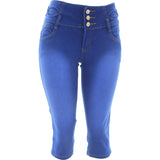 Tush Push - Women's 3 Button Braided Push Up Capris - Royal - V.I.M. - 1