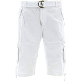 Repair - Men's Belted Garment Dye Cargo Shorts - White - V.I.M. - 1
